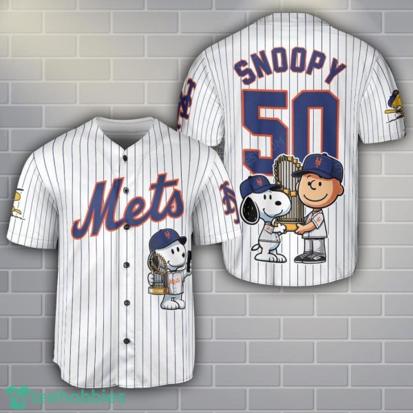 New York Mets Peanut Snoopy Baseball Jersey Shirt Sport Season Gift Custom Name Number Product Photo 1