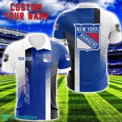 New York Rangers Team Striped Style 3D Printed Polo SHirt For Fans Custom Name Product Photo 1
