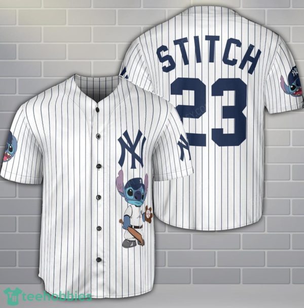 New York Yankees Lilo And Stitch Baseball Jersey Shirt Custom Name Number Team Gift Product Photo 1