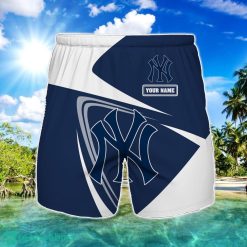 New York Yankees Logo Printed 3D Beach Shorts For Men Custom Name Summer Gift Ideas Product Photo 1