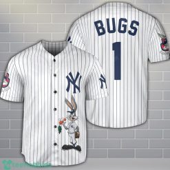 New York Yankees Looney Tunes Bugs Bunny White 3D Baseball Jersey Shirt Custom Name Number Product Photo 1