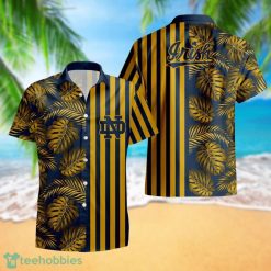 Notre Dame Leaf and Stripe Pattern Hawaiian Shirt For Fans Summer Gift Product Photo 1