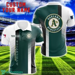 Oakland Athletics Team Striped Style 3D Printed Polo SHirt For Fans Custom Name Product Photo 1
