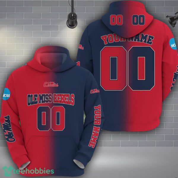 Ole Miss Rebels 3D Hoodie Custom Name Number Unisex Football Team Hoodie Product Photo 2