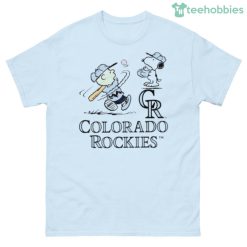 Peanuts Charlie Brown And Snoopy Playing Baseball Colorado Rockies Shirt Product Photo 1