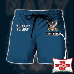 Personalized Custom Name 3D US Navy Veteran 3D Beach Shorts For Men Gift Summer Gift Product Photo 1