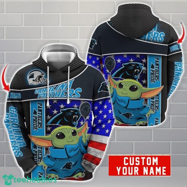 Personalized NFL Carolina Panthers Hoodie Baby Yoda Cute 3D Hoodie Men And Women Gift Product Photo 1