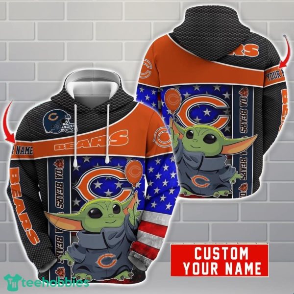 Personalized NFL Chicago Bears Hoodie Baby Yoda Cute 3D Hoodie Men And Women Gift Product Photo 1
