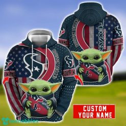 Personalized NFL Houston Texans Baby Yoda Hug Logo 3D Hoodie Unique Sport Gift For Fans Product Photo 1