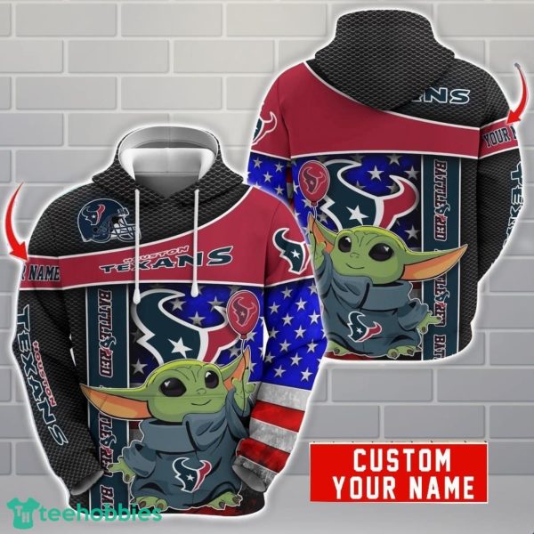 Personalized NFL Houston Texans Hoodie Baby Yoda Cute 3D Hoodie Men And Women Gift Product Photo 1