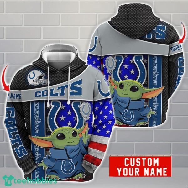 Personalized NFL Indianapolis Colts Hoodie Baby Yoda Cute 3D Hoodie Men And Women Gift Product Photo 1