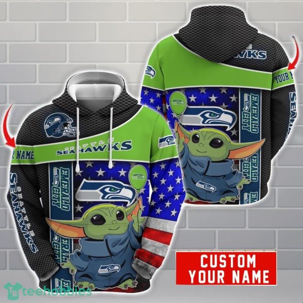 Personalized NFL Seattle Seahawks Hoodie Baby Yoda Cute 3D Hoodie Men And Women Gift Product Photo 1
