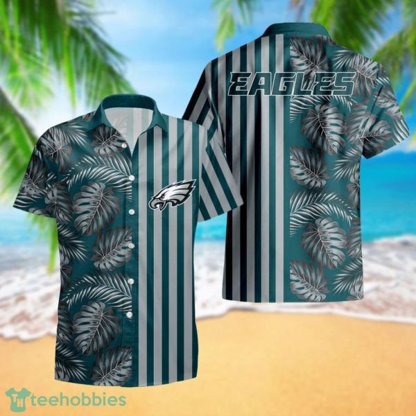 Philadelphia Eagles Leaf and Stripe Pattern Hawaiian Shirt For Fans Summer Gift Product Photo 1