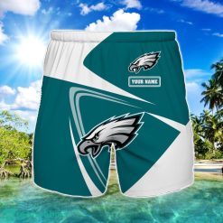 Philadelphia Eagles Logo Printed 3D Beach Shorts For Men Custom Name Summer Gift Ideas Product Photo 1