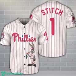 Philadelphia Phillies Looney Tunes Bugs Bunny White 3D Baseball Jersey Shirt Custom Name Number Product Photo 1