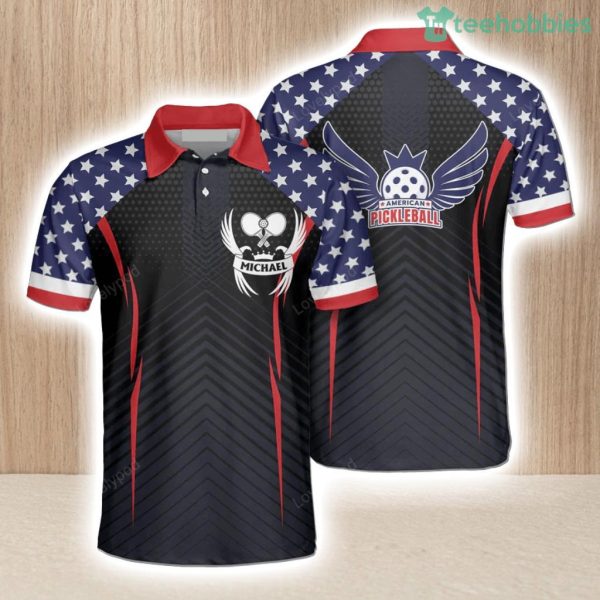Pickleball Eagle Emblem American Flag Personalized Pickleball Shirts For Men Gift For Pickleball Player Product Photo 1