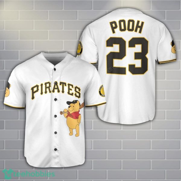 Pittsburgh Pirates Winnie the Pooh Baseball Jersey Shirt Cute Gift For Men Women Custom Name Number Product Photo 1