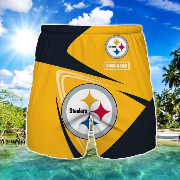 Pittsburgh Steelers Logo Printed 3D Beach Shorts For Men Custom Name Summer Gift Ideas Product Photo 1