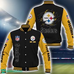 Pittsburgh Steelers Team 3D Printed Baseball Jacket Custom Name Sport Jacket Product Photo 1