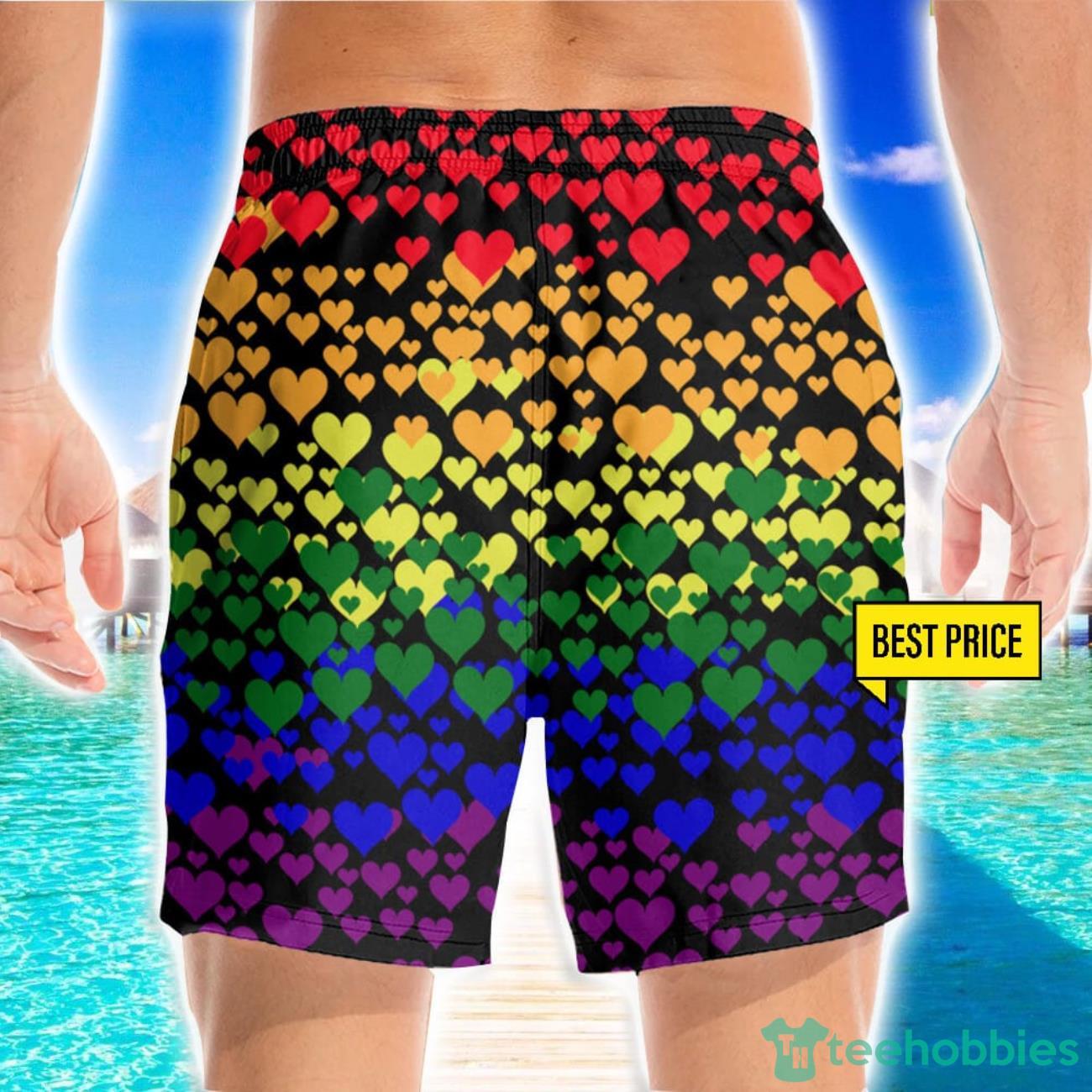 Pride LGBT Colorful Heart 3D Beach Shorts For Men Gift Summer Gift image Pride LGBT Colorful Heart 3D Beach Shorts For Men Gift Summer Gift Product Photo 2
