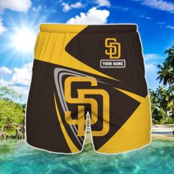 San Diego Padres Logo Printed 3D Beach Shorts For Men Custom Name Summer Gift Ideas Product Photo 1