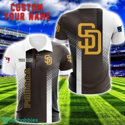 San Diego Padres Team Striped Style 3D Printed Polo SHirt For Fans Custom Name Product Photo 1