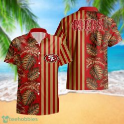 San Francisco 49ers Leaf and Stripe Pattern Hawaiian Shirt For Fans Summer Gift Product Photo 1