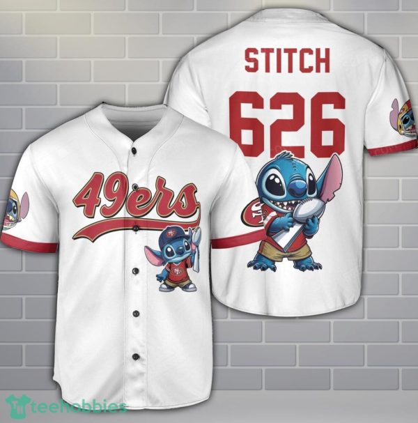 San Francisco 49ers Lilo And Stitch Champions Baseball Jersey Shirt Custom Name Number Team Gift Product Photo 1