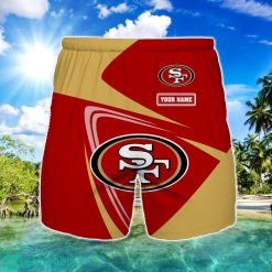 San Francisco 49ers Logo Printed 3D Beach Shorts For Men Custom Name Summer Gift Ideas Product Photo 1