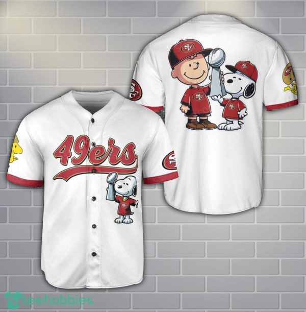 San Francisco 49ers Peanut Snoopy Baseball Jersey Shirt Sport Season Gift Product Photo 1