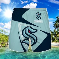 Seattle Kraken Logo Printed 3D Beach Shorts For Men Custom Name Summer Gift Ideas Product Photo 1