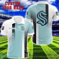 Seattle Kraken Team Striped Style 3D Printed Polo SHirt For Fans Custom Name Product Photo 1