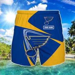 St Louis Blues Logo Printed 3D Beach Shorts For Men Custom Name Summer Gift Ideas Product Photo 1