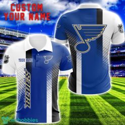 St Louis Blues Team Striped Style 3D Printed Polo SHirt For Fans Custom Name Product Photo 1