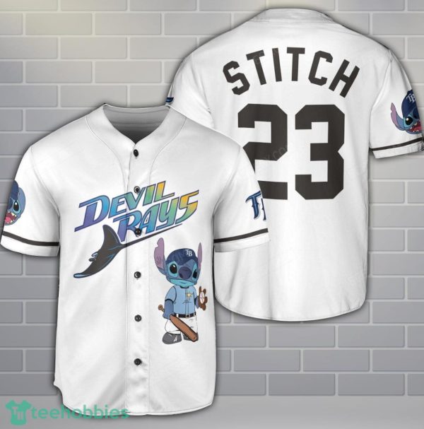 Tampa Bay Rays Lilo And Stitch AOP Baseball Jersey Shirt For Fans Product Photo 1