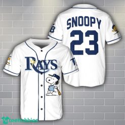 Tampa Bay RaysWhite Peanuts Snoopy Baseball Jersey Shirt Custom Name Number Product Photo 1