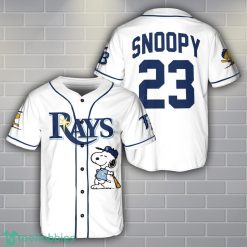 Tampa Bay RaysWhite Peanuts Snoopy Baseball Jersey Shirt Custom Name Number Product Photo 1