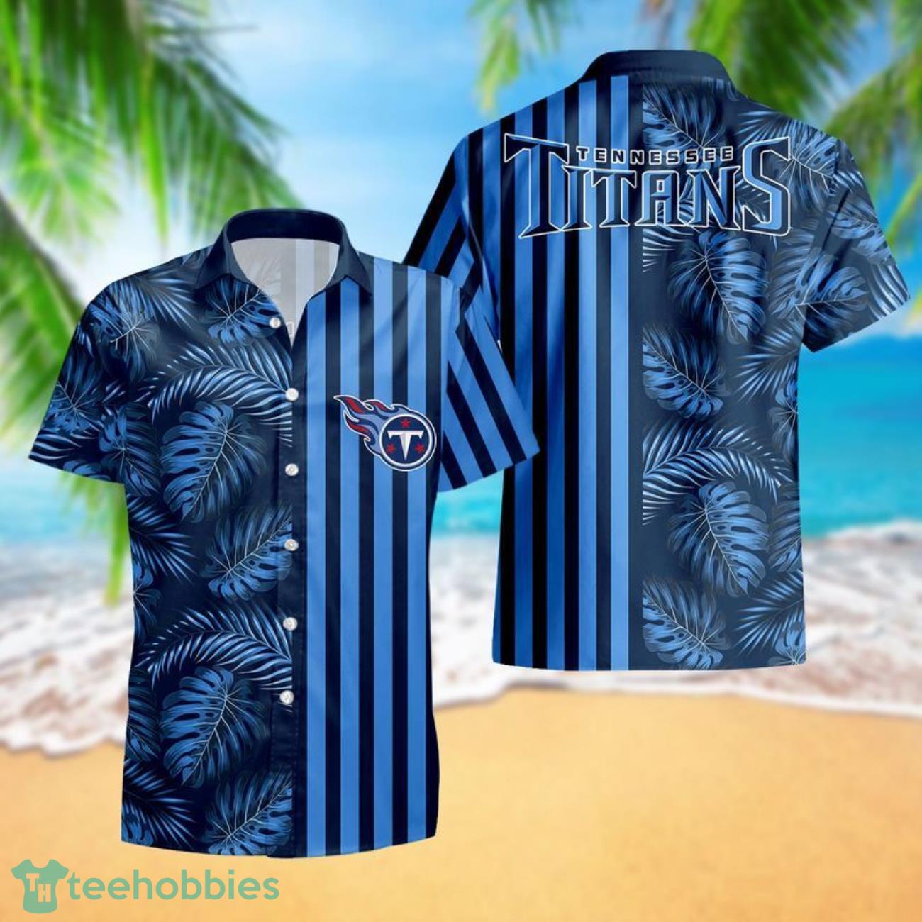 Tennessee Titans Leaf and Stripe Pattern Hawaiian Shirt For Fans Summer Gift Tennessee Titans Leaf and Stripe Pattern Hawaiian Shirt For Fans Summer Gift Product Photo 1