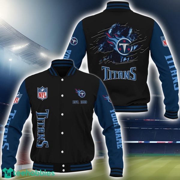 Tennessee Titans Team 3D Printed Baseball Jacket Custom Name Sport Jacket Product Photo 1