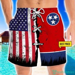 Tennessee x American Flag Vintage Style 3D Beach Shorts For Men Gift Summer Gift Product Photo 1