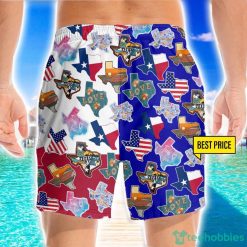Texas Flag Doodles Style Pattern 3D Beach Shorts For Men Gift Summer Gift Product Photo 2