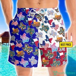 Texas Flag Doodles Style Pattern 3D Beach Shorts For Men Gift Summer Gift Product Photo 1