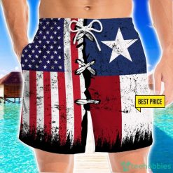 Texas x American Flag Vintage Style 3D Beach Shorts For Men Gift Summer Gift Product Photo 1