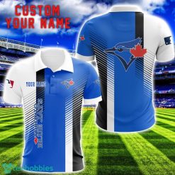 Toronto Blue Jays Team Striped Style 3D Printed Polo SHirt For Fans Custom Name Product Photo 1