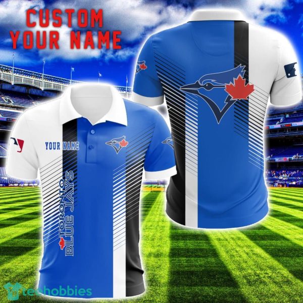 Toronto Blue Jays Team Striped Style 3D Printed Polo SHirt For Fans Custom Name Product Photo 1