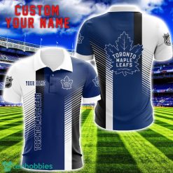 Toronto Maple Leafs Team Striped Style 3D Printed Polo SHirt For Fans Custom Name Product Photo 1
