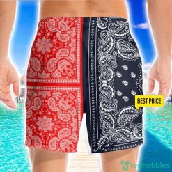 Two Paisley Bandanas Navy And Red 3D Beach Shorts For Men Gift Summer Gift Product Photo 2