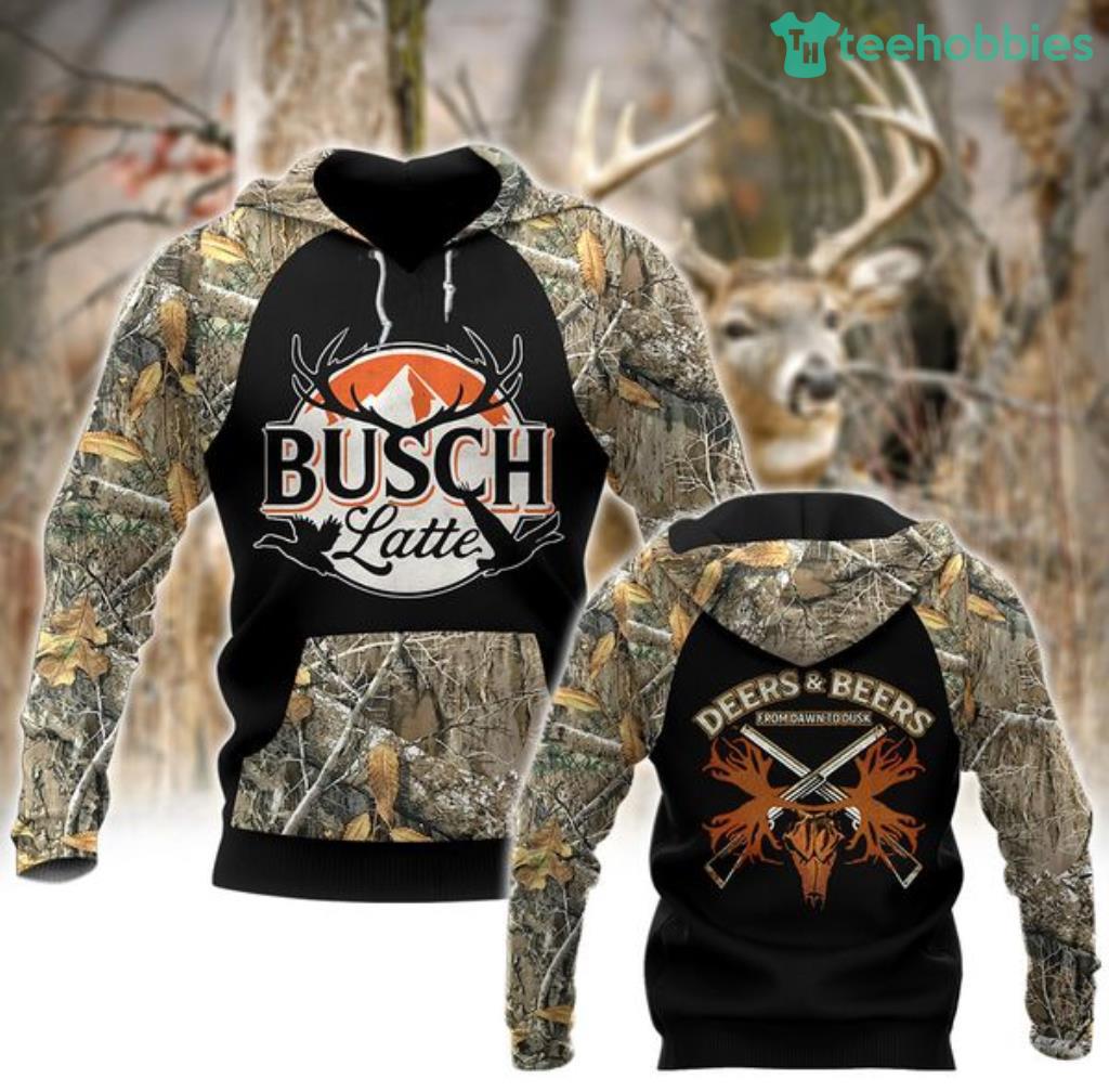 Ua Busch Latte Deer & Beer From Dawn To Dusk Hunting Hoodie Coll 3D Alll Over Printed Classic Style Gift For Men And Women Product Photo 1
