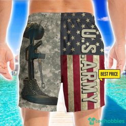 US Army Veteran Helmet Gun Boots 3D Beach Shorts For Men Gift Summer Gift Product Photo 2
