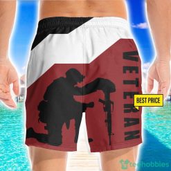 US Army Veteran Kneeling Helmet Gun Boots 3D Beach Shorts For Men Gift Summer Gift Product Photo 2